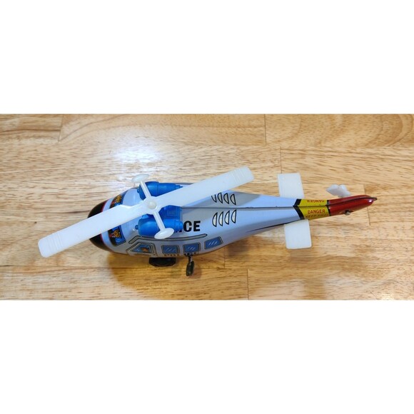 MTU Police Helicopter Wind Up Tin Toy  Korea  Works Sort Of-In Great Shape - Picture 3 of 10